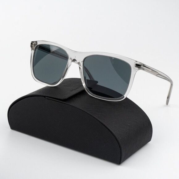 Prada Sunglasses Grey Crystal Blue Rectangle PR18WS U430A9 BRAND NEW - Picture 1 of 11